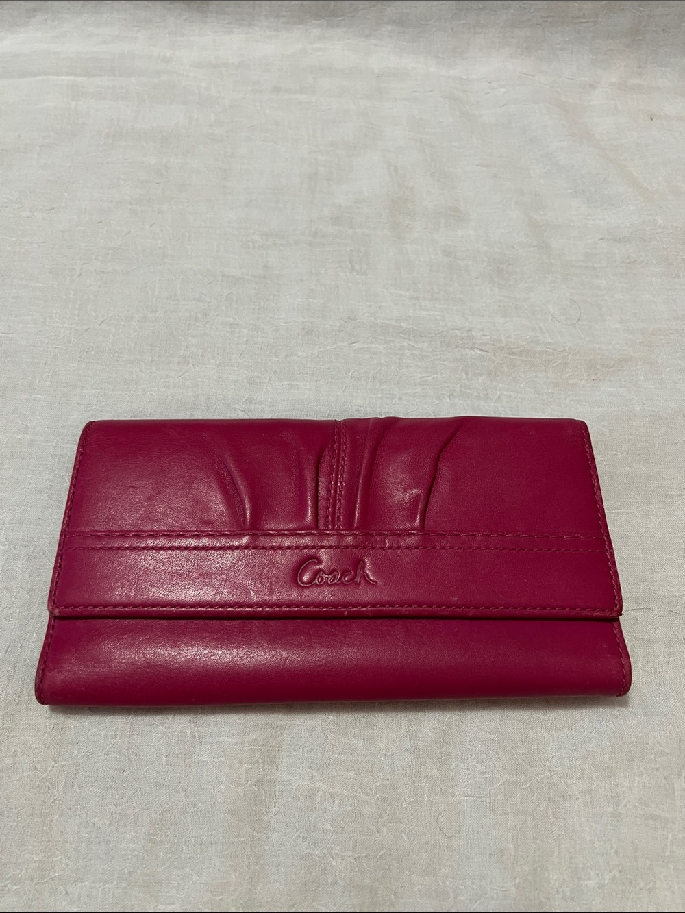 Coach Foldover Wallet in Raspberry Pink Leather